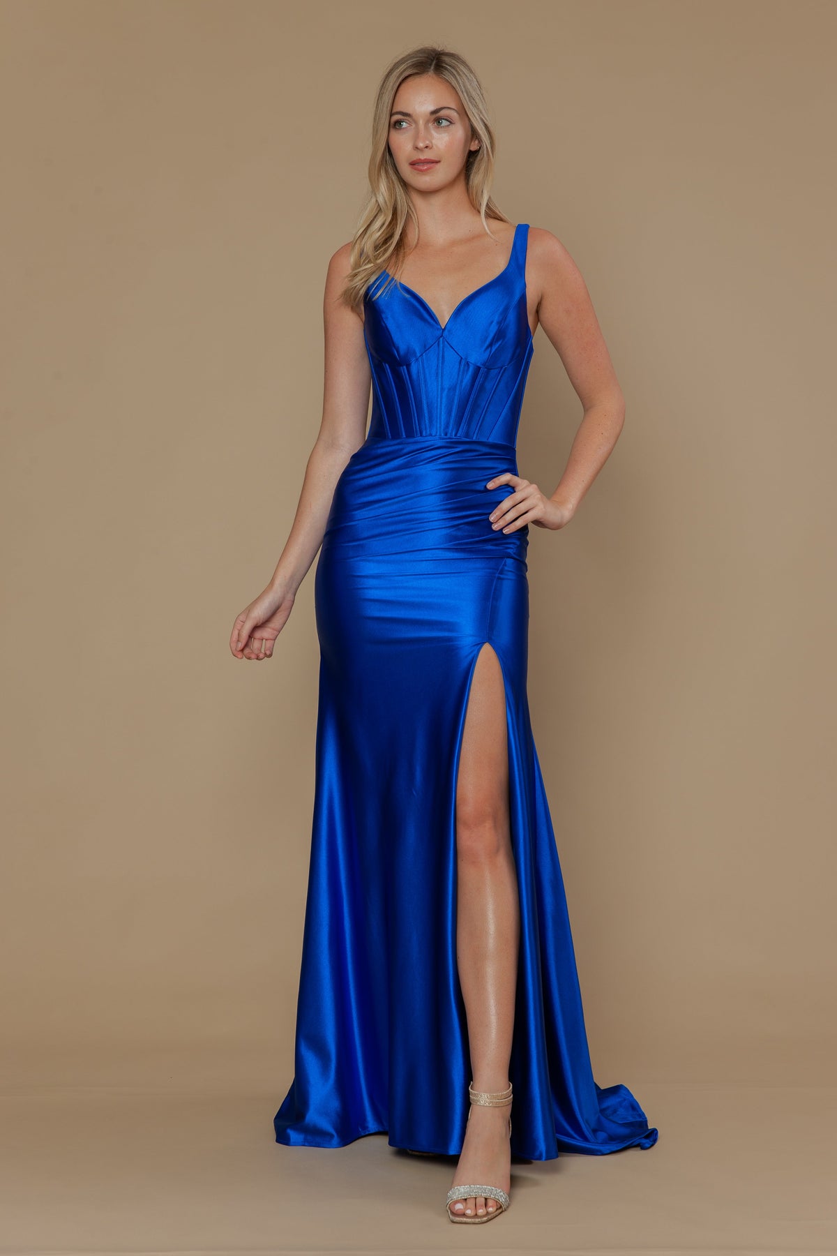 Poly USA 25006 - High Slit Lace-Up Back Prom Dress Bridesmaid Dresses