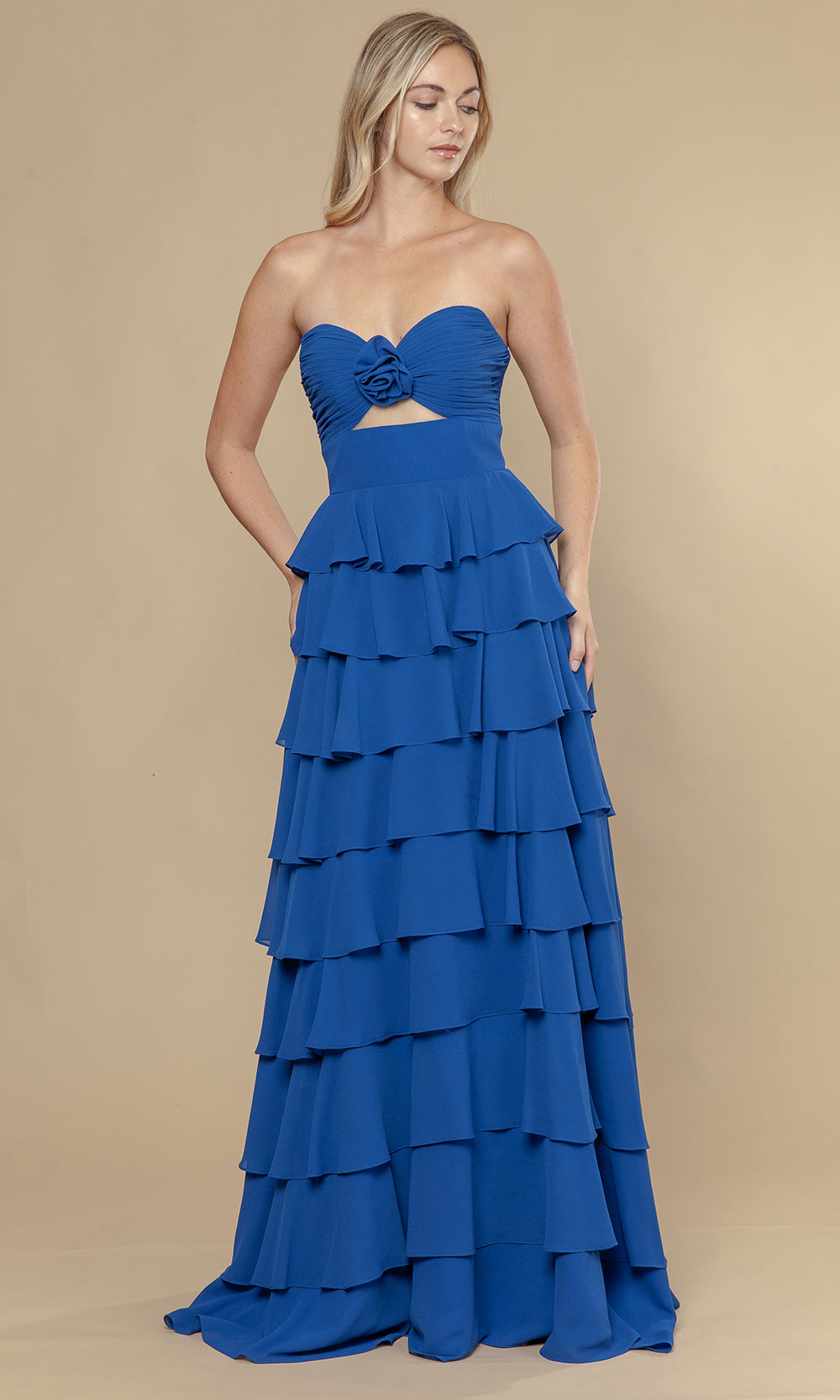 Poly USA 25012 - Sweetheart Strapless Ruffle Long Dress Prom Dresses