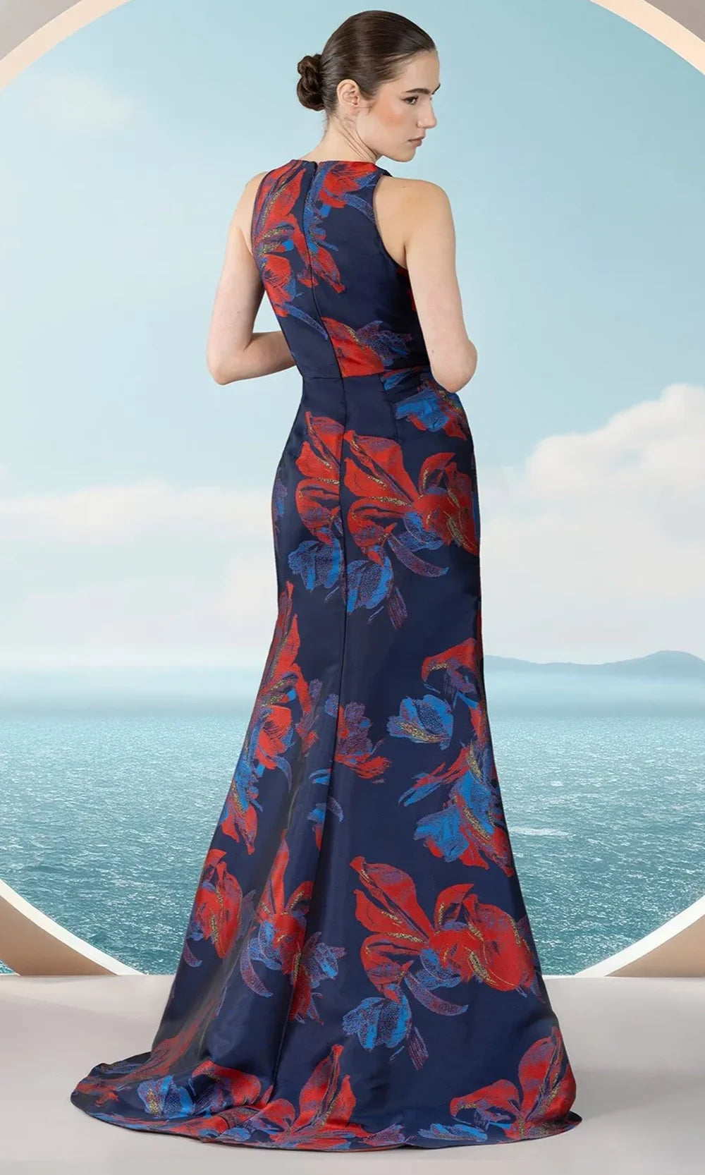 Janique 2502 - Sleeveless Floral Ruffled Mermaid Dress Formal Gowns