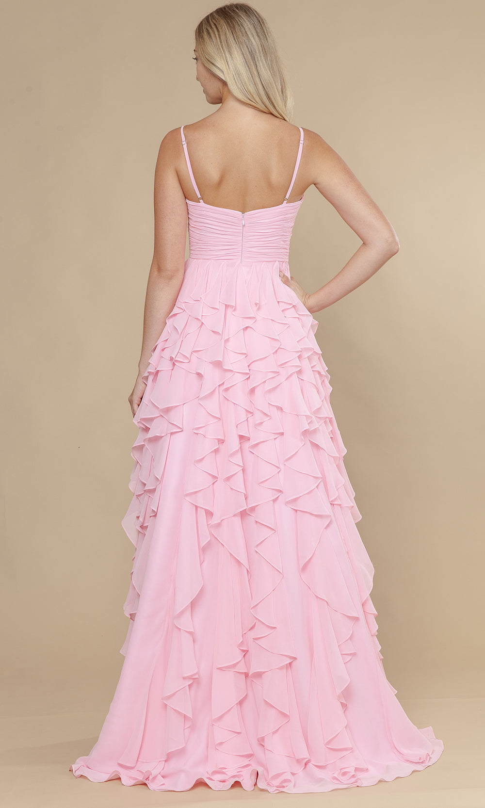 Poly USA 25024 - Spaghetti Strap Ruffle A-Line Prom Dress Prom Dresses
