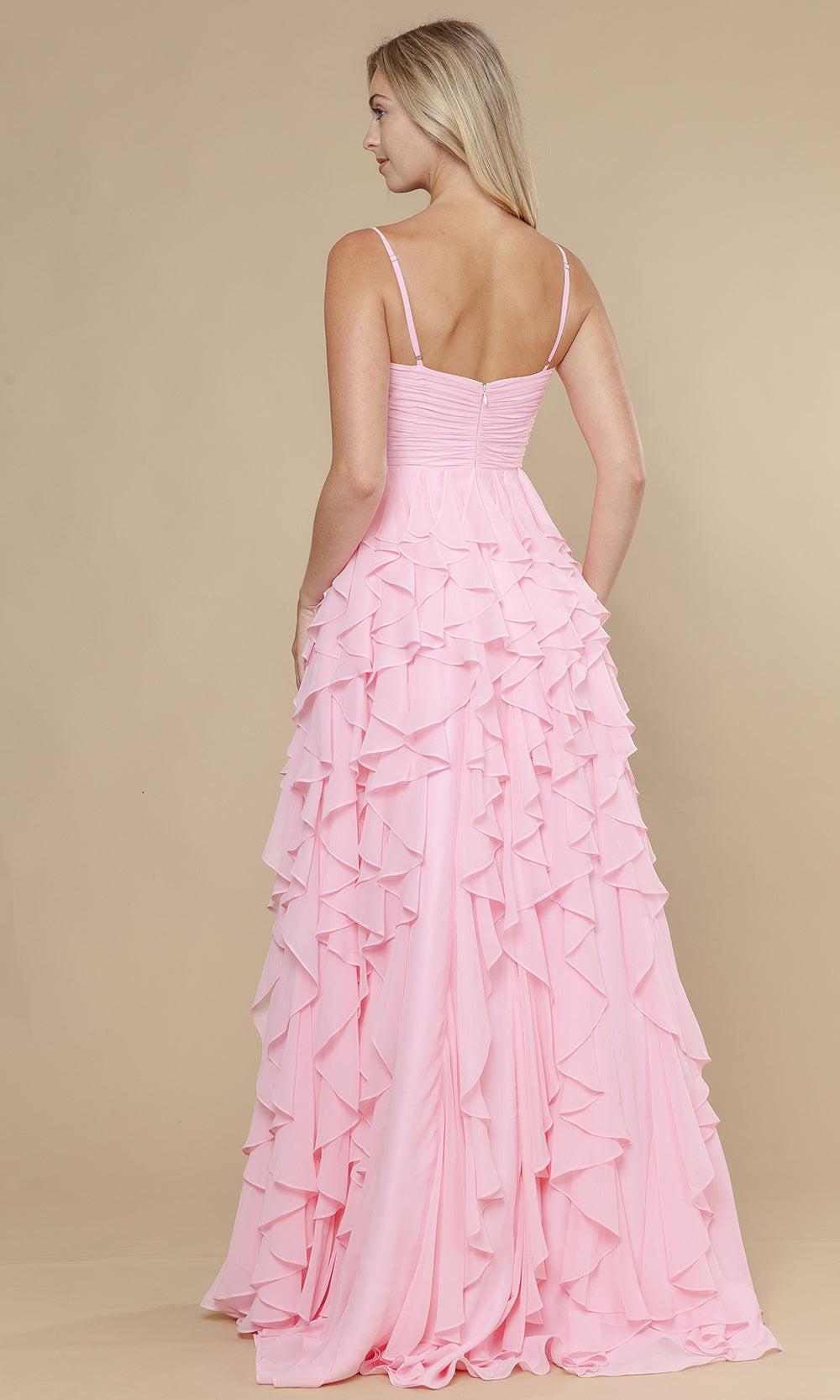 Poly USA 25024 - Spaghetti Strap Ruffle A-Line Prom Dress Prom Dresses