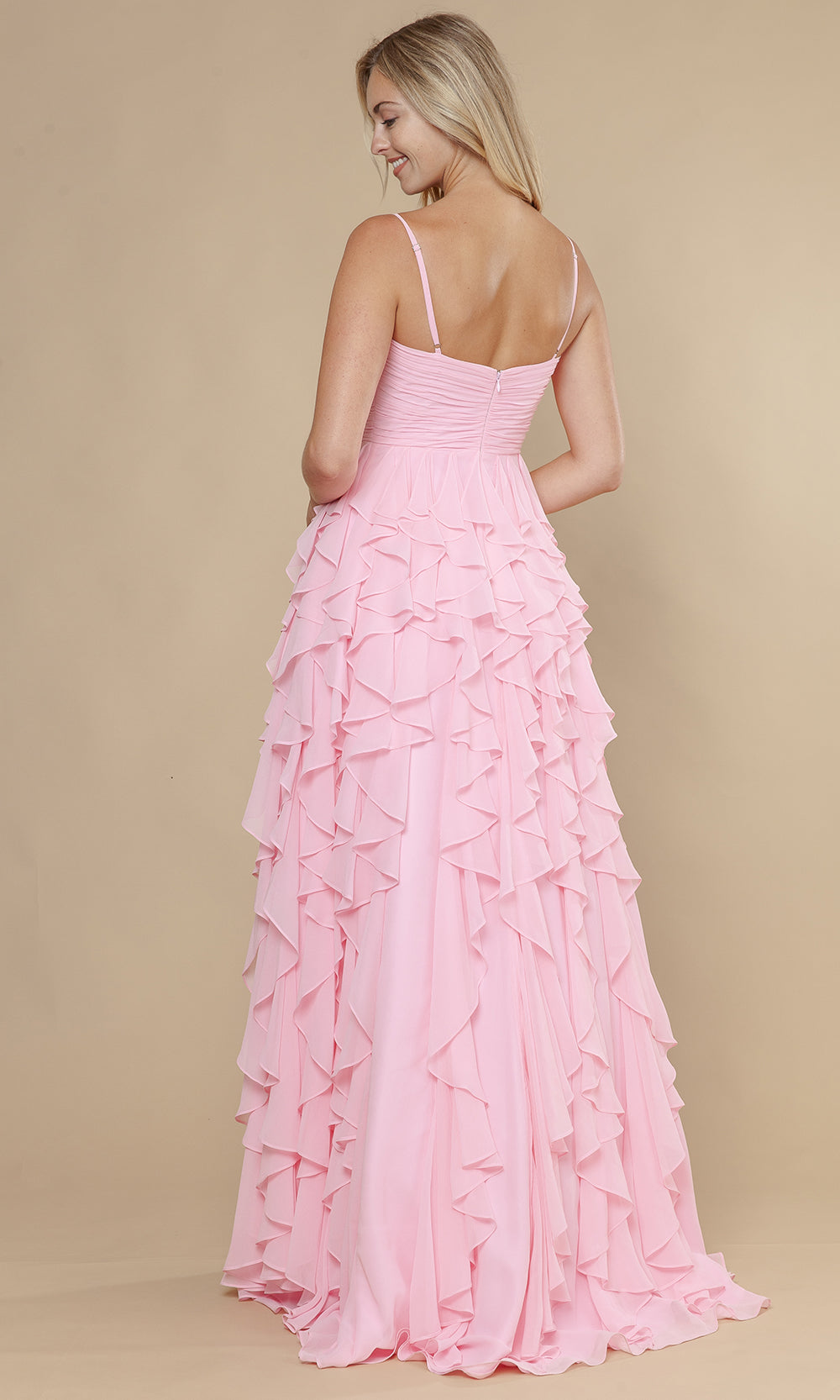 Poly USA 25024 - Spaghetti Strap Ruffle A-Line Prom Dress Prom Dresses