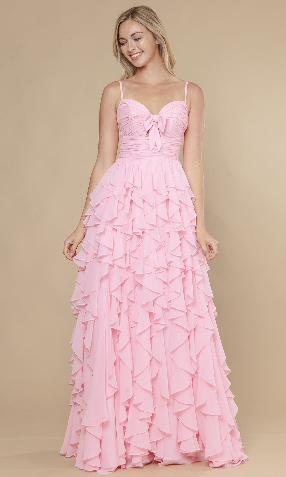 Poly USA 25024 - Spaghetti Strap Ruffle A-Line Prom Dress Prom Dresses