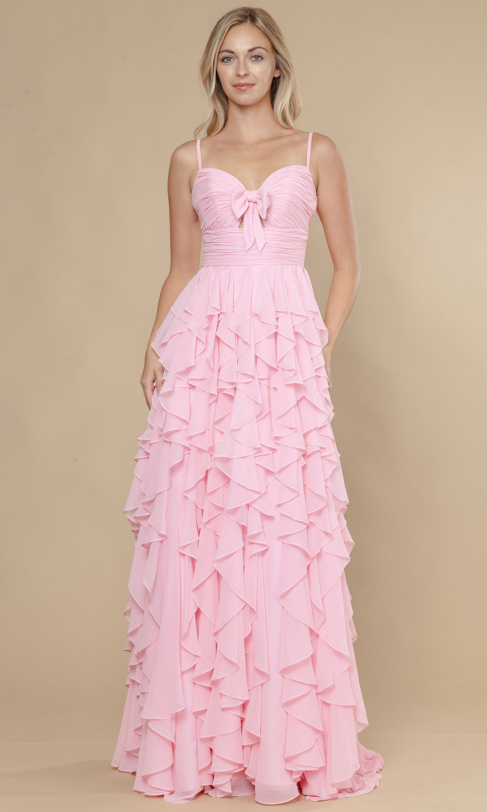 Poly USA 25024 - Spaghetti Strap Ruffle A-Line Prom Dress Prom Dresses