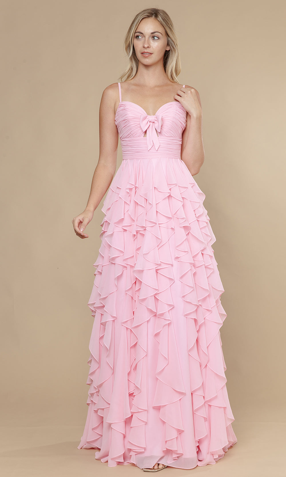 Poly USA 25024 - Spaghetti Strap Ruffle A-Line Prom Dress Prom Dresses