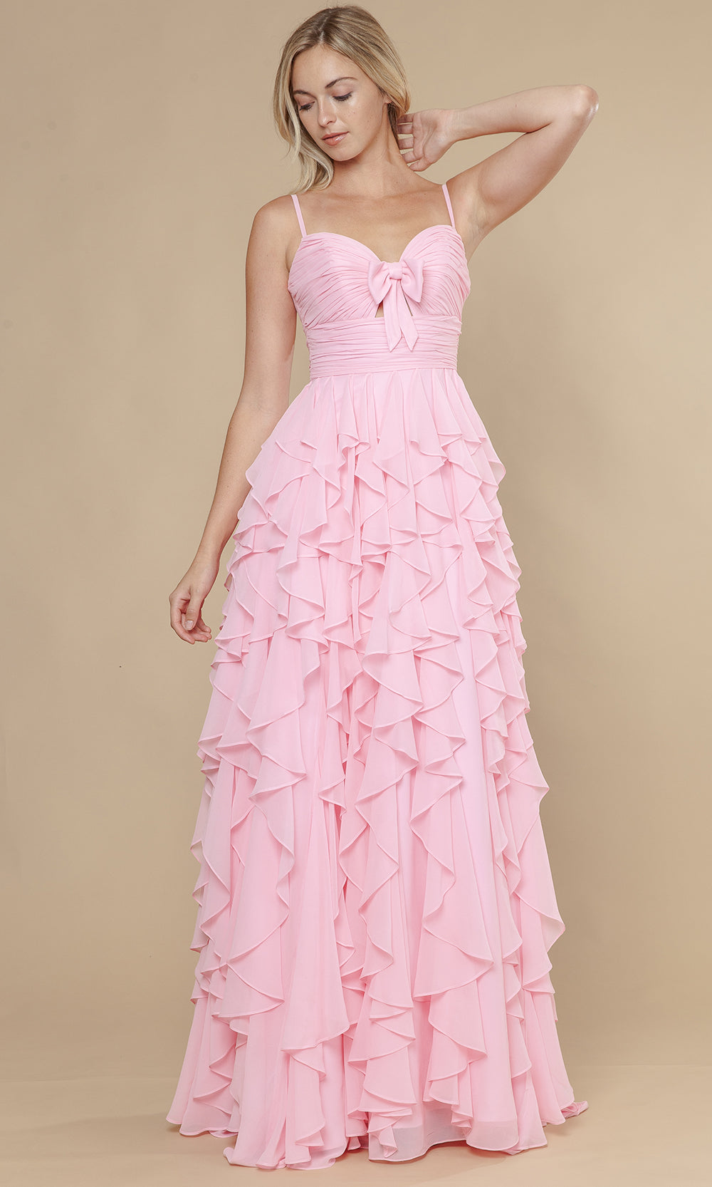 Poly USA 25024 - Spaghetti Strap Ruffle A-Line Prom Dress Prom Dresses