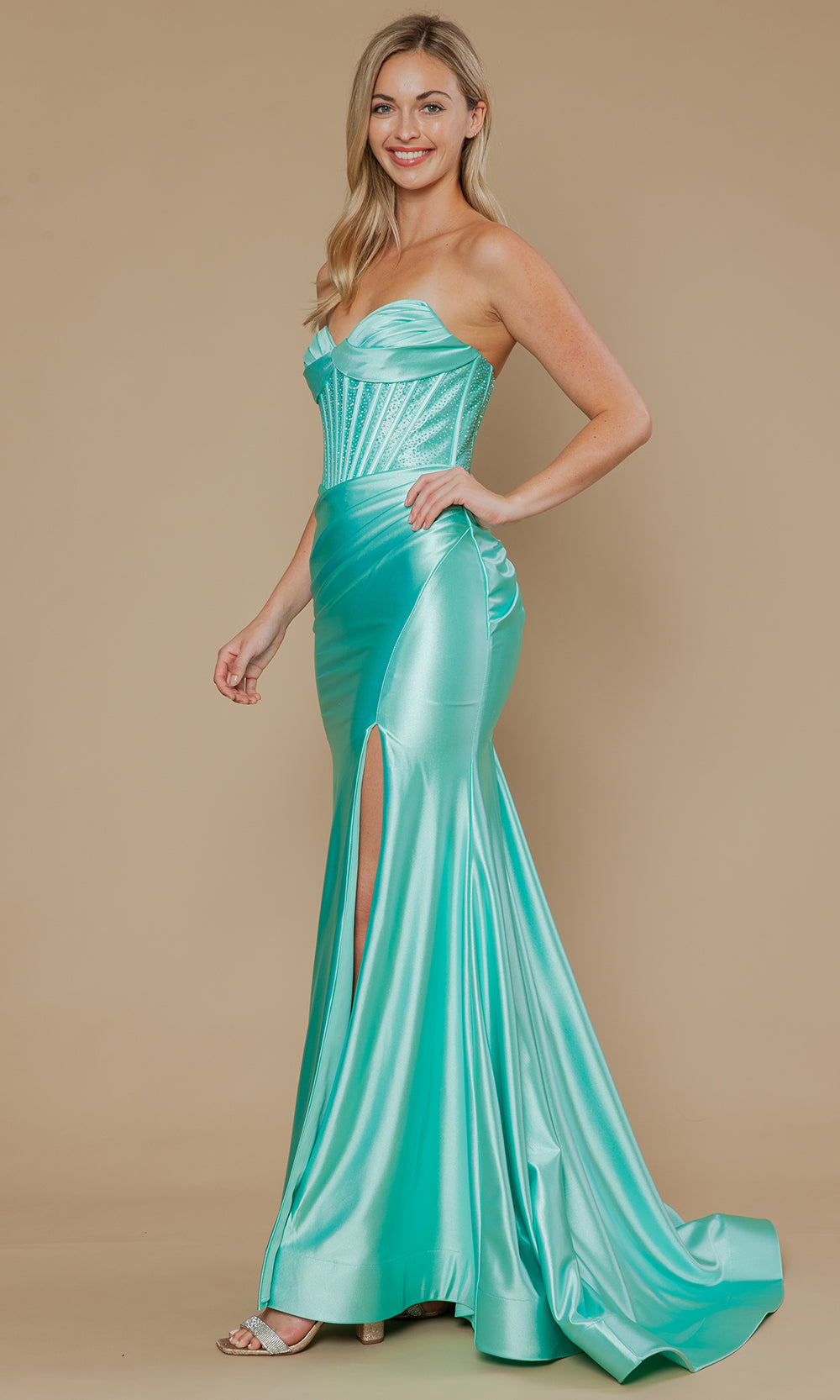 Poly USA 25034 - Span Satin Sweetheart Fitted Dress Prom Dresses