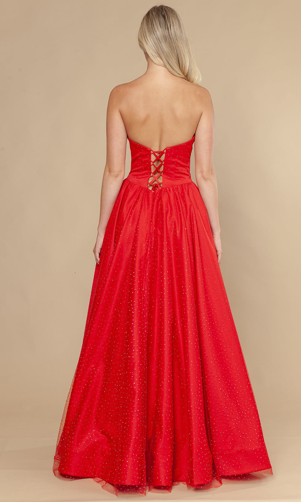Poly USA 25036 - Bow Accent Lace-Up Back Prom Gown Prom Dresses