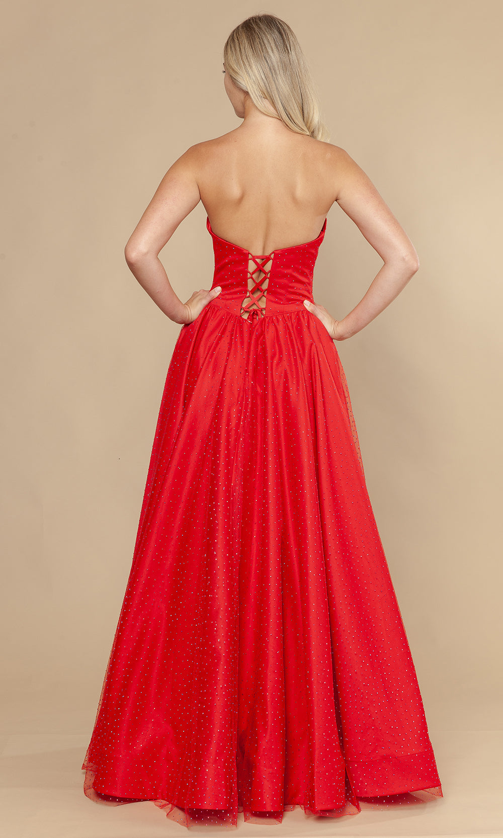 Poly USA 25036 - Bow Accent Lace-Up Back Prom Gown Prom Dresses