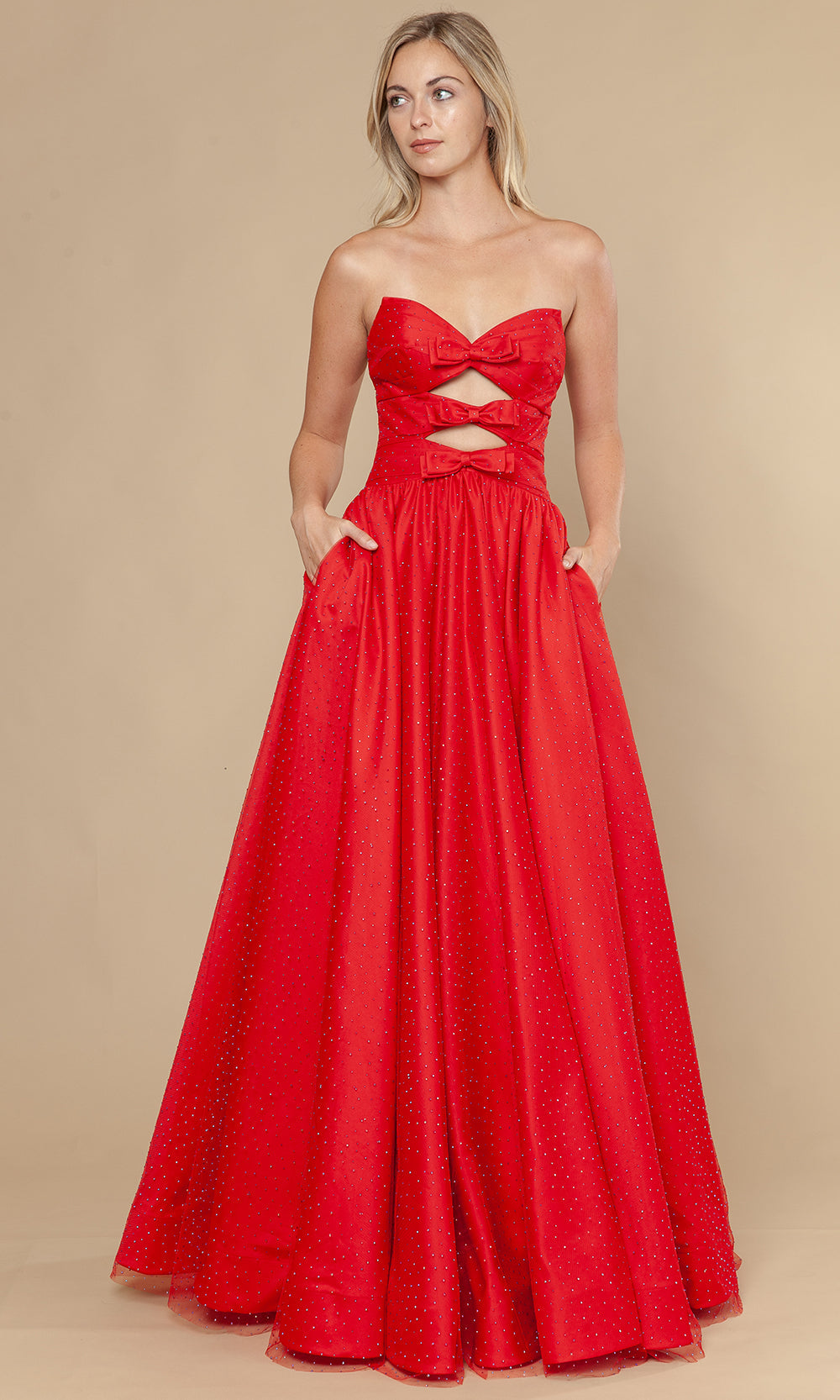 Poly USA 25036 - Bow Accent Lace-Up Back Prom Gown Prom Dresses
