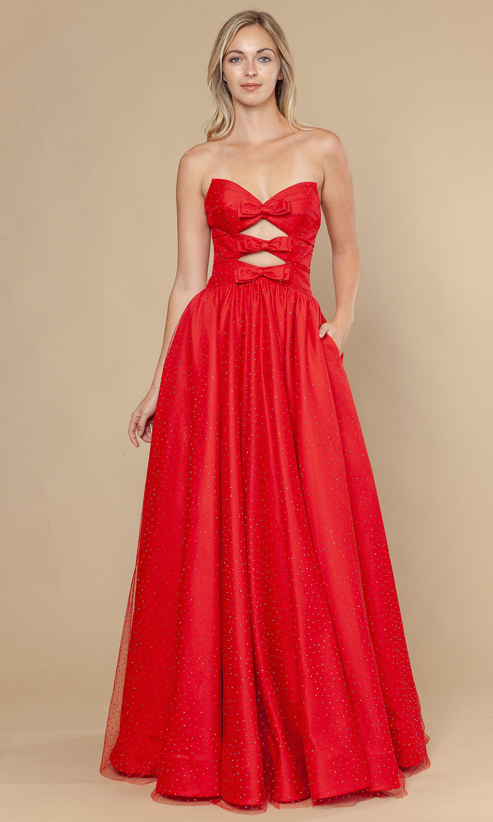 Poly USA 25036 - Bow Accent Lace-Up Back Prom Gown Prom Dresses