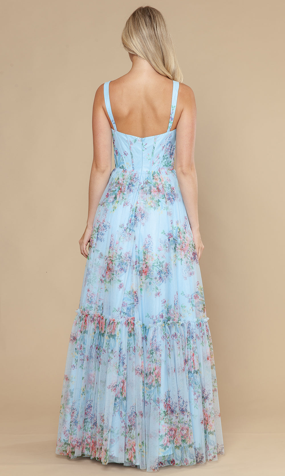 Poly USA 25038 - Sleeveless Sweetheart Floral Mesh Gown Prom Dresses