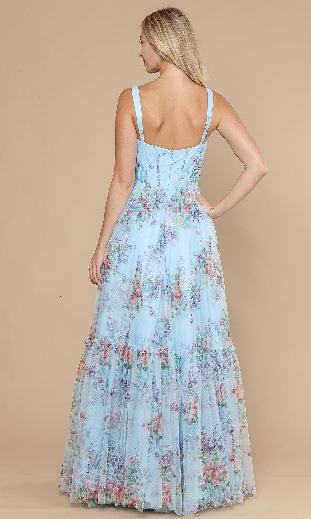Poly USA 25038 - Sleeveless Sweetheart Floral Mesh Gown Prom Dresses