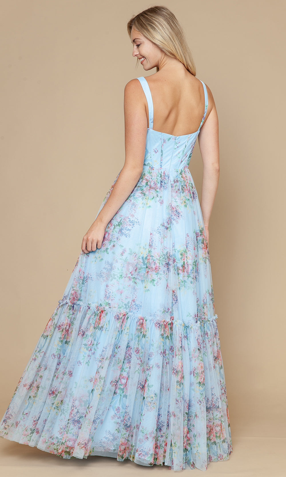 Poly USA 25038 - Sleeveless Sweetheart Floral Mesh Gown Prom Dresses