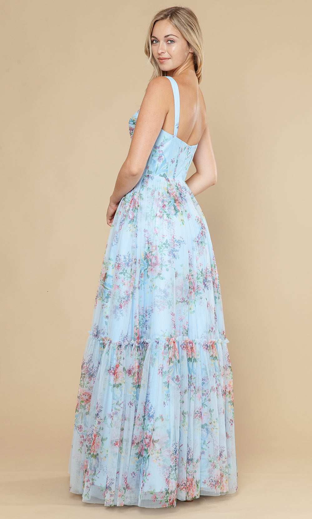 Poly USA 25038 - Sleeveless Sweetheart Floral Mesh Gown Prom Dresses