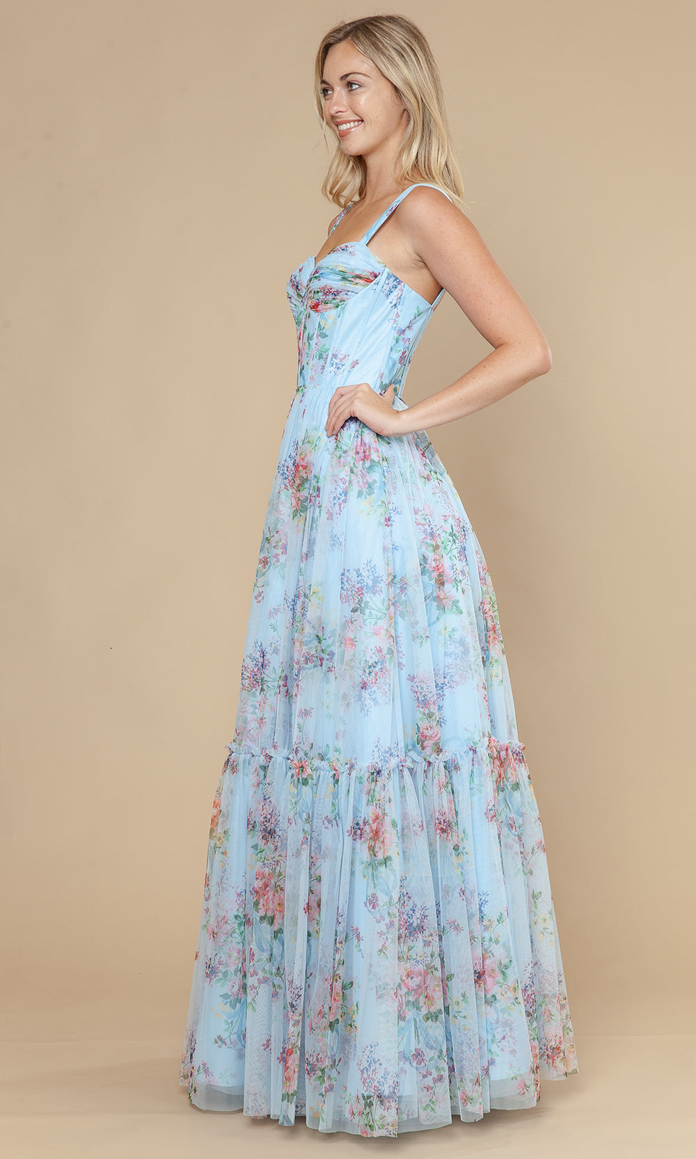Poly USA 25038 - Sleeveless Sweetheart Floral Mesh Gown Prom Dresses