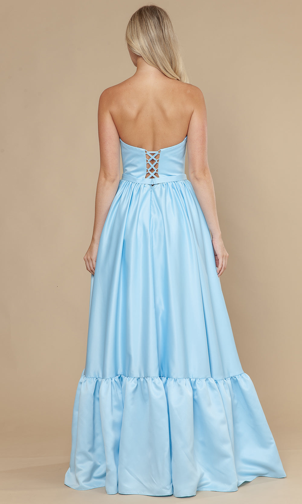 Poly USA 25040 - Bow Accent Strapless Dres with Ruffle Hem Prom Dresses