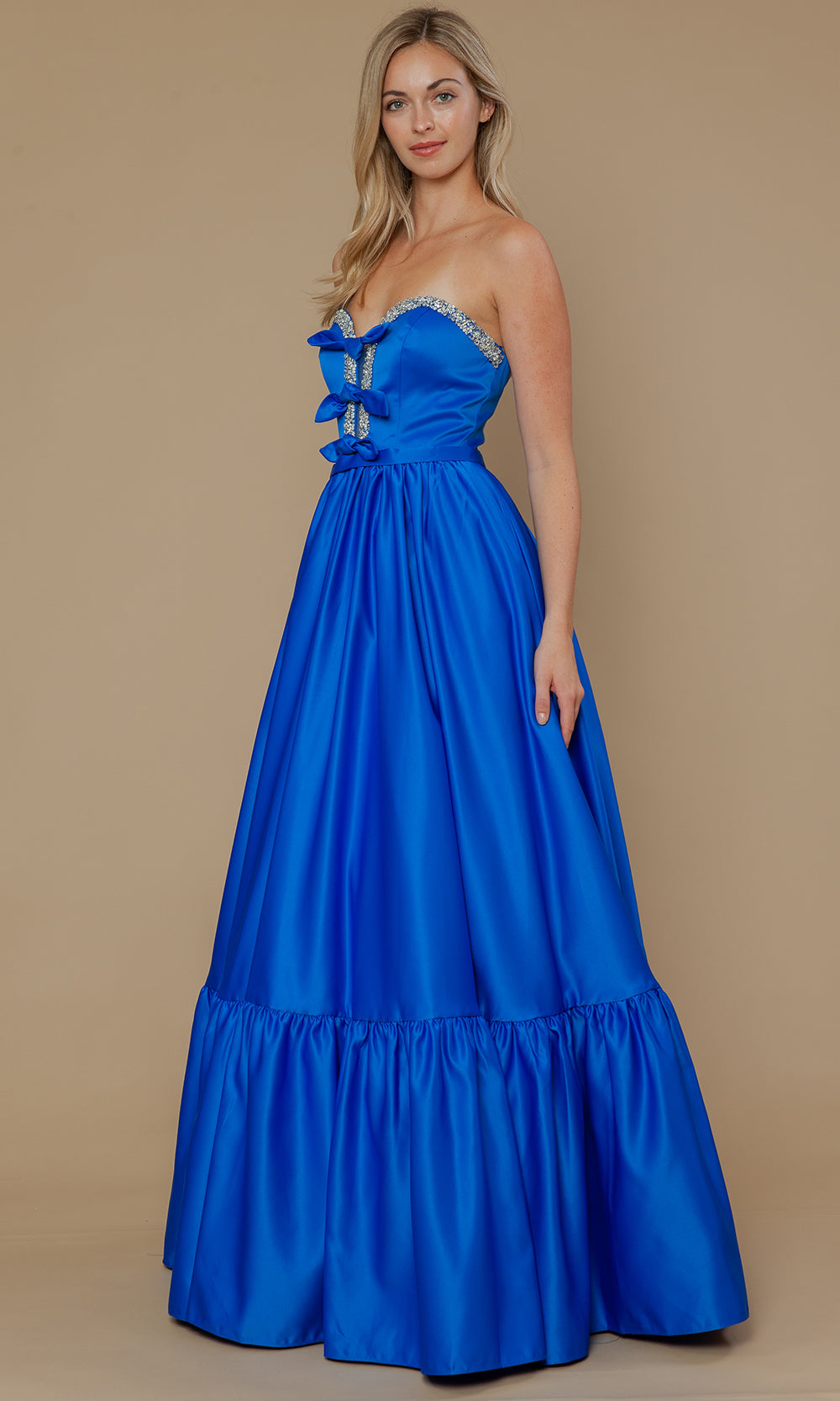 Poly USA 25040 - Bow Accent Strapless Dres with Ruffle Hem Prom Dresses