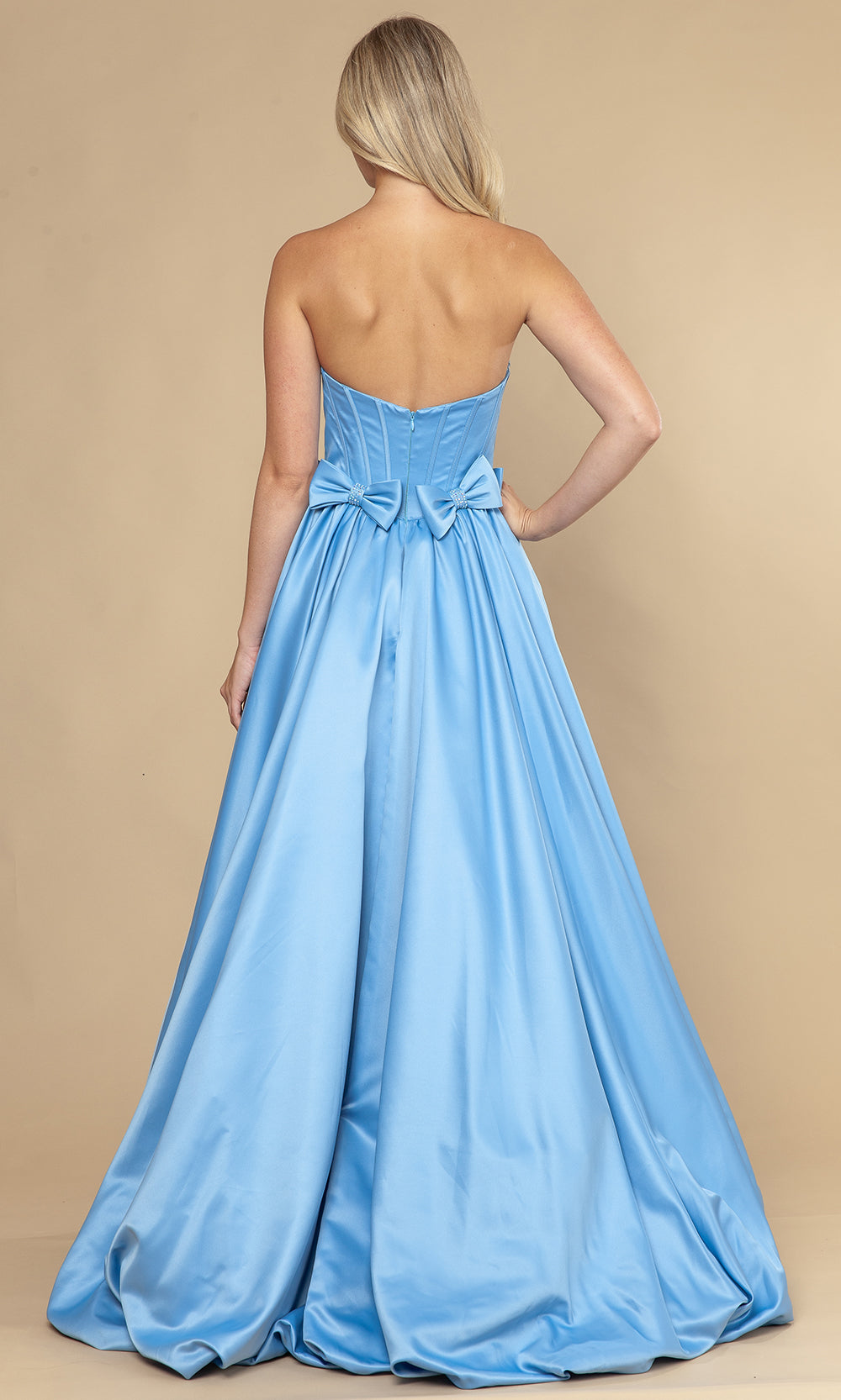 Poly USA 25058 - Bow Accent Bubble Hem A-Line Dress Prom Dresses
