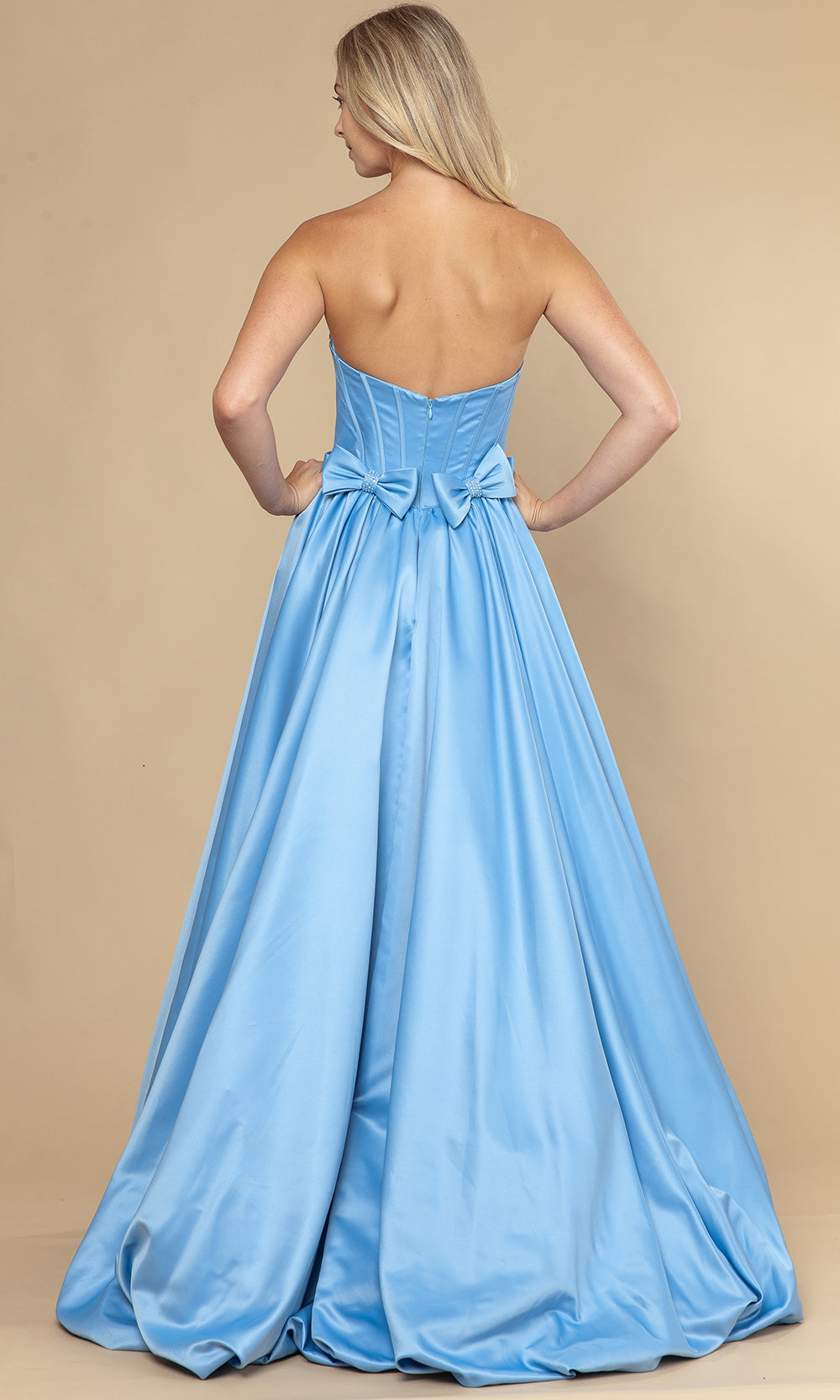Poly USA 25058 - Bow Accent Bubble Hem A-Line Dress Prom Dresses