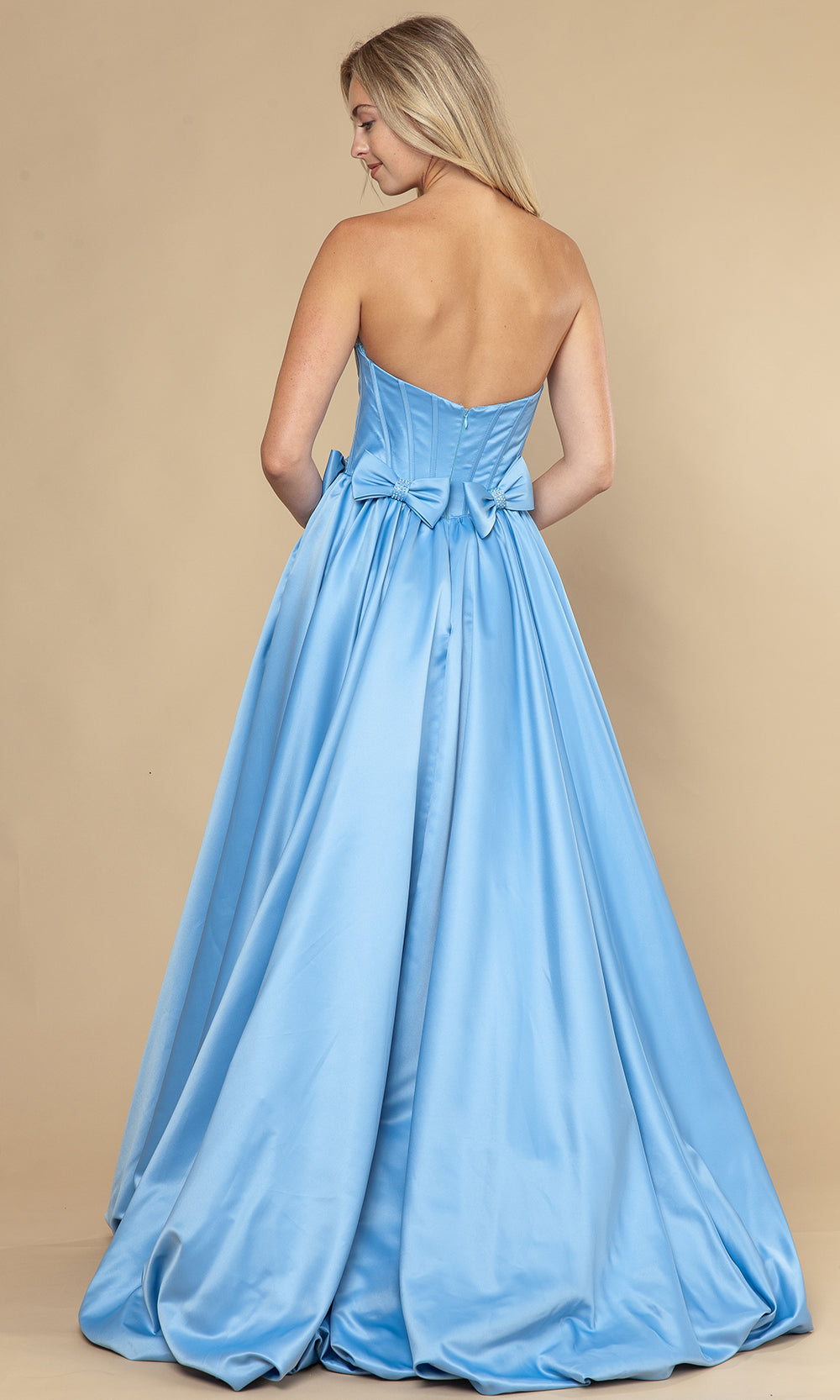 Poly USA 25058 - Bow Accent Bubble Hem A-Line Dress Prom Dresses