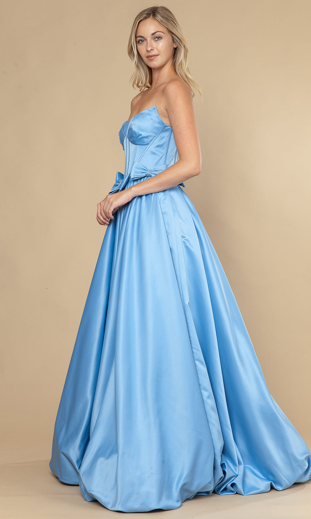 Poly USA 25058 - Bow Accent Bubble Hem A-Line Dress Prom Dresses