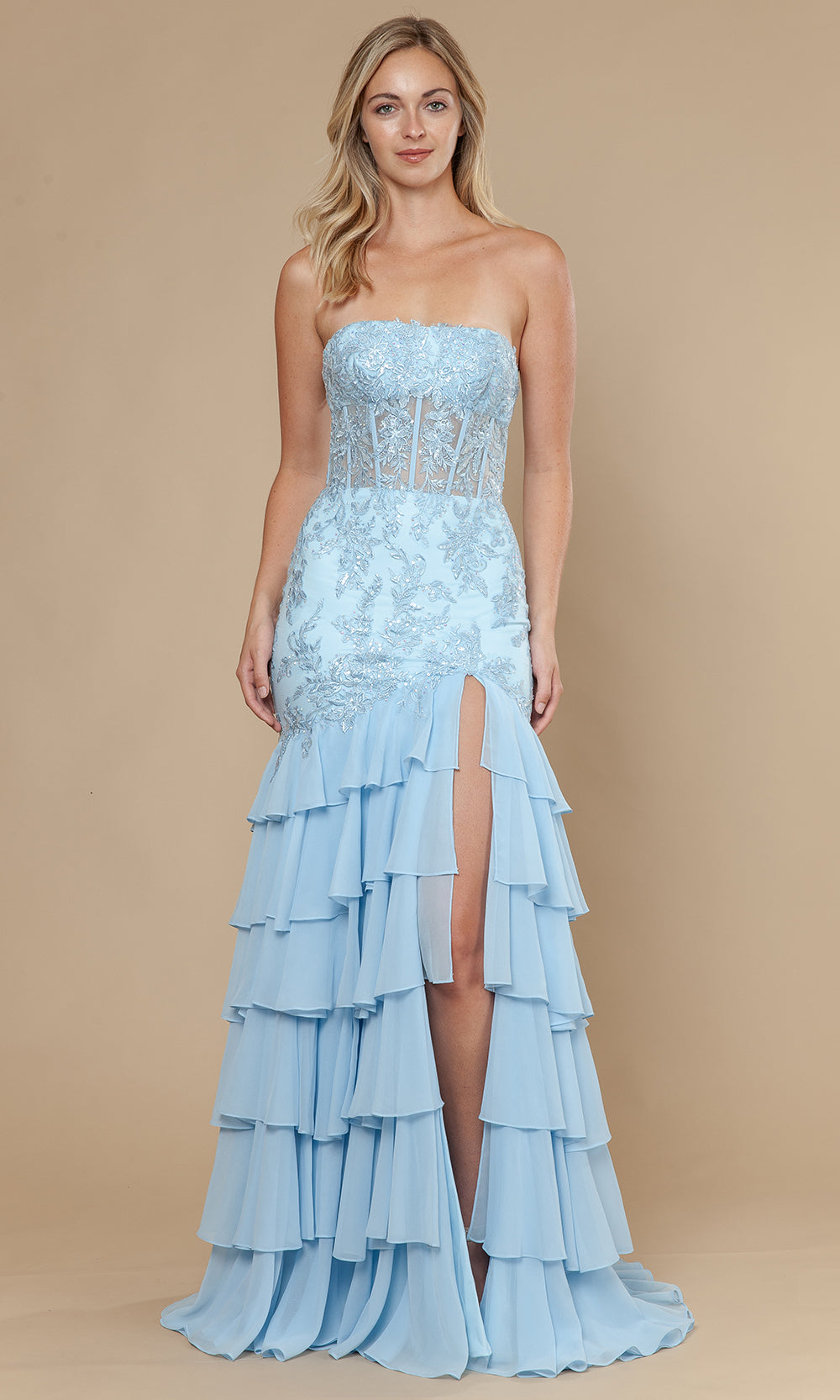 Poly USA 25066 - Straight Neckline Trumpet Gown with Embroidery Bridesmaid Dresses