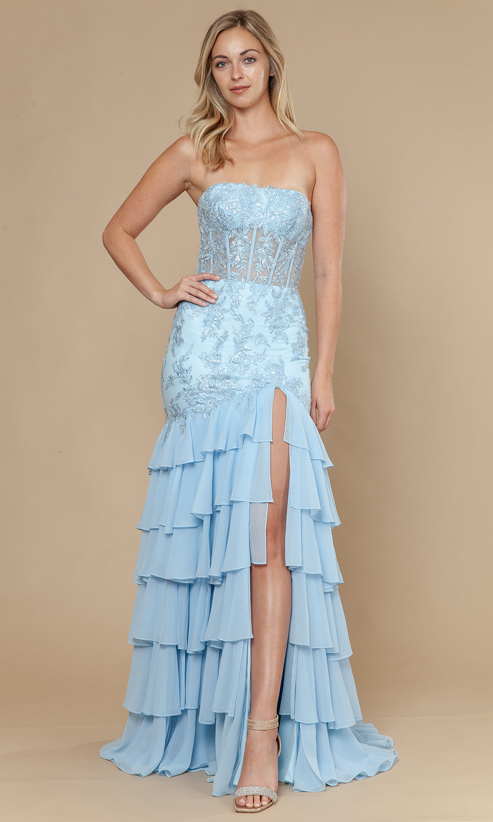 Poly USA 25066 - Straight Neckline Trumpet Gown with Embroidery Bridesmaid Dresses