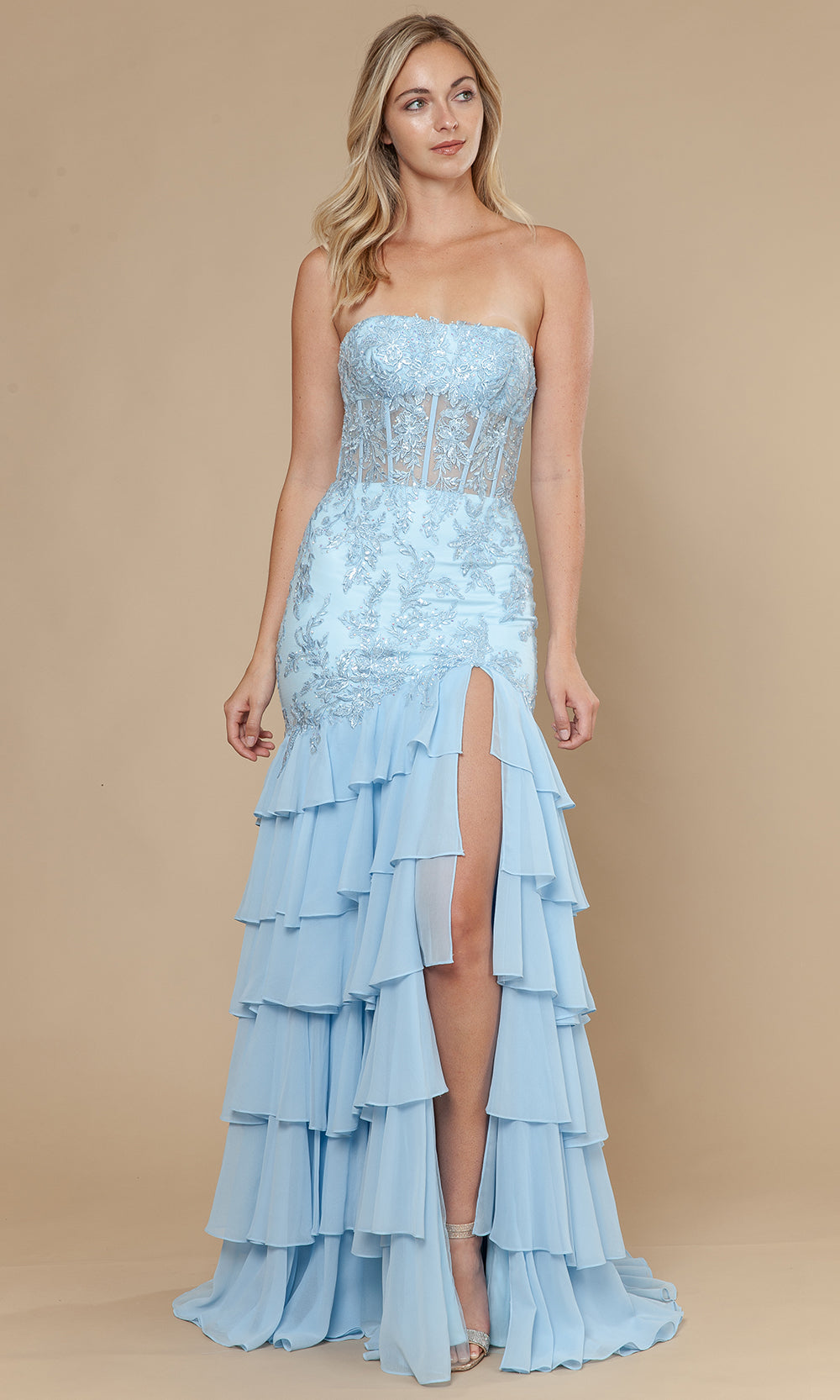 Poly USA 25066 - Straight Neckline Trumpet Gown with Embroidery Bridesmaid Dresses