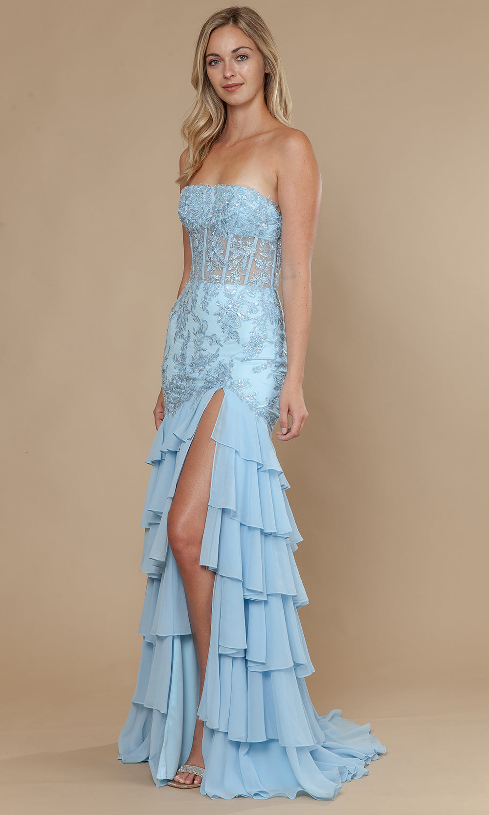 Poly USA 25066 - Straight Neckline Trumpet Gown with Embroidery Bridesmaid Dresses