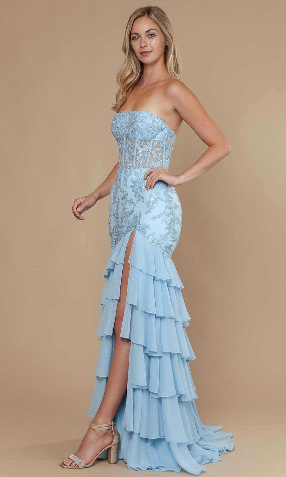 Poly USA 25066 - Straight Neckline Trumpet Gown with Embroidery Bridesmaid Dresses