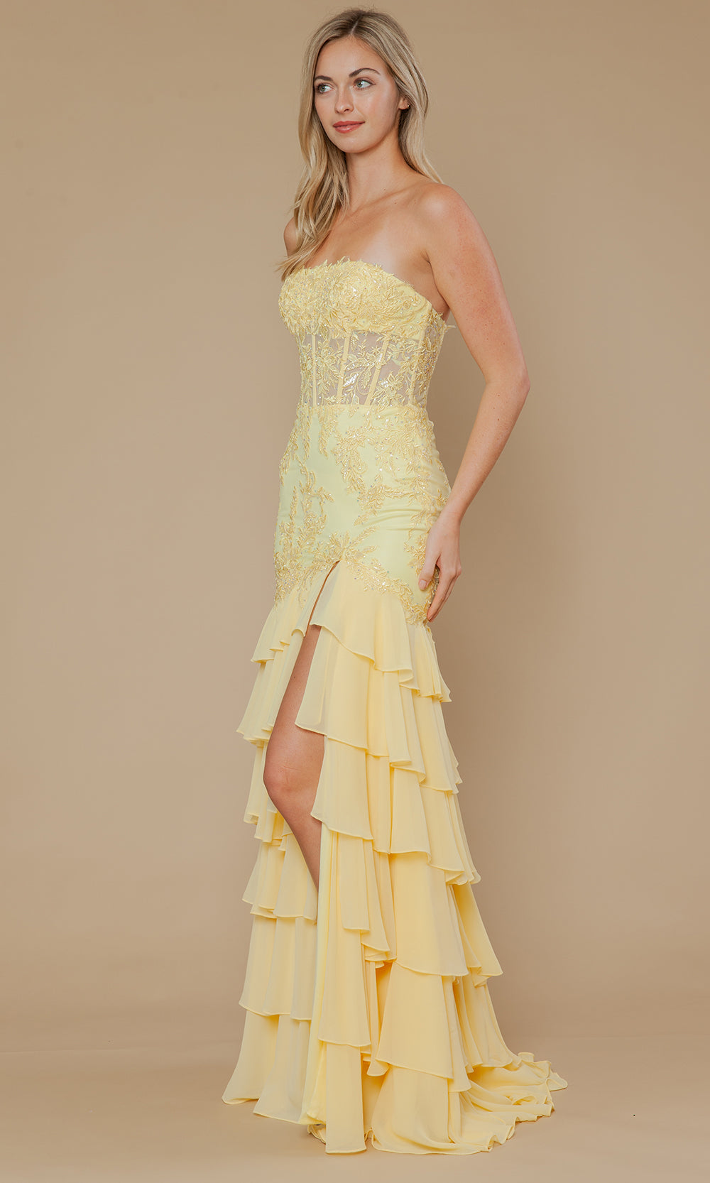 Poly USA 25066 - Straight Neckline Trumpet Gown with Embroidery Bridesmaid Dresses