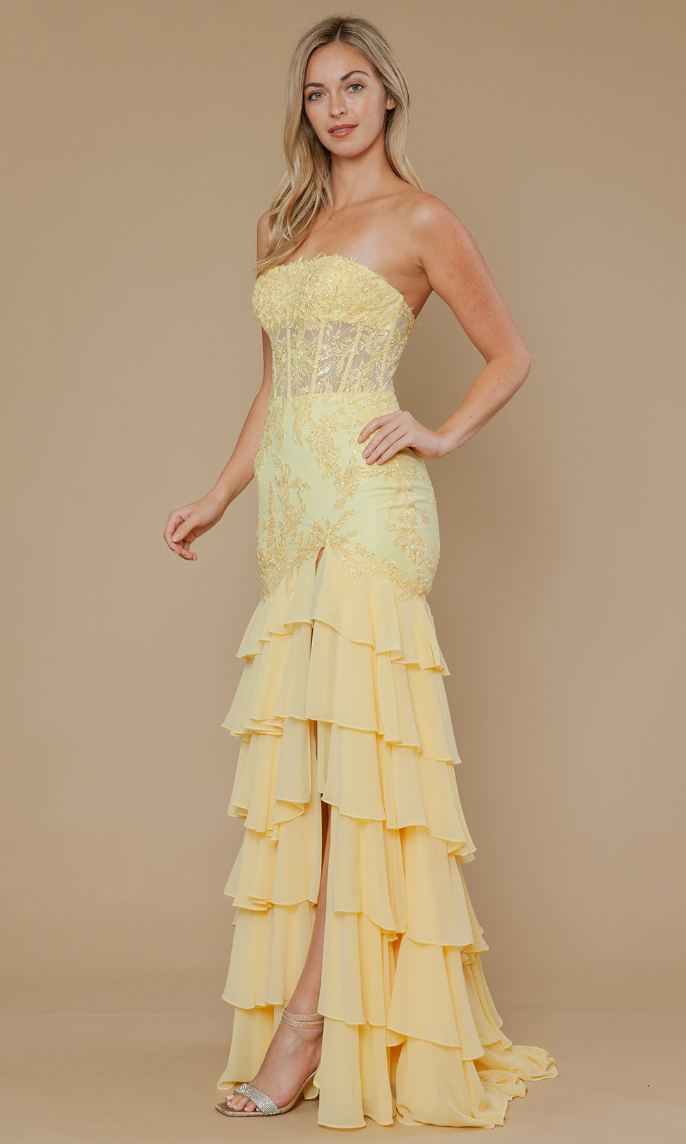 Poly USA 25066 - Straight Neckline Trumpet Gown with Embroidery Bridesmaid Dresses