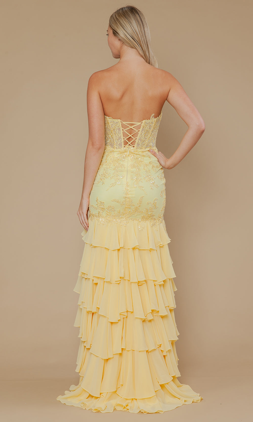 Poly USA 25066 - Straight Neckline Trumpet Gown with Embroidery Bridesmaid Dresses