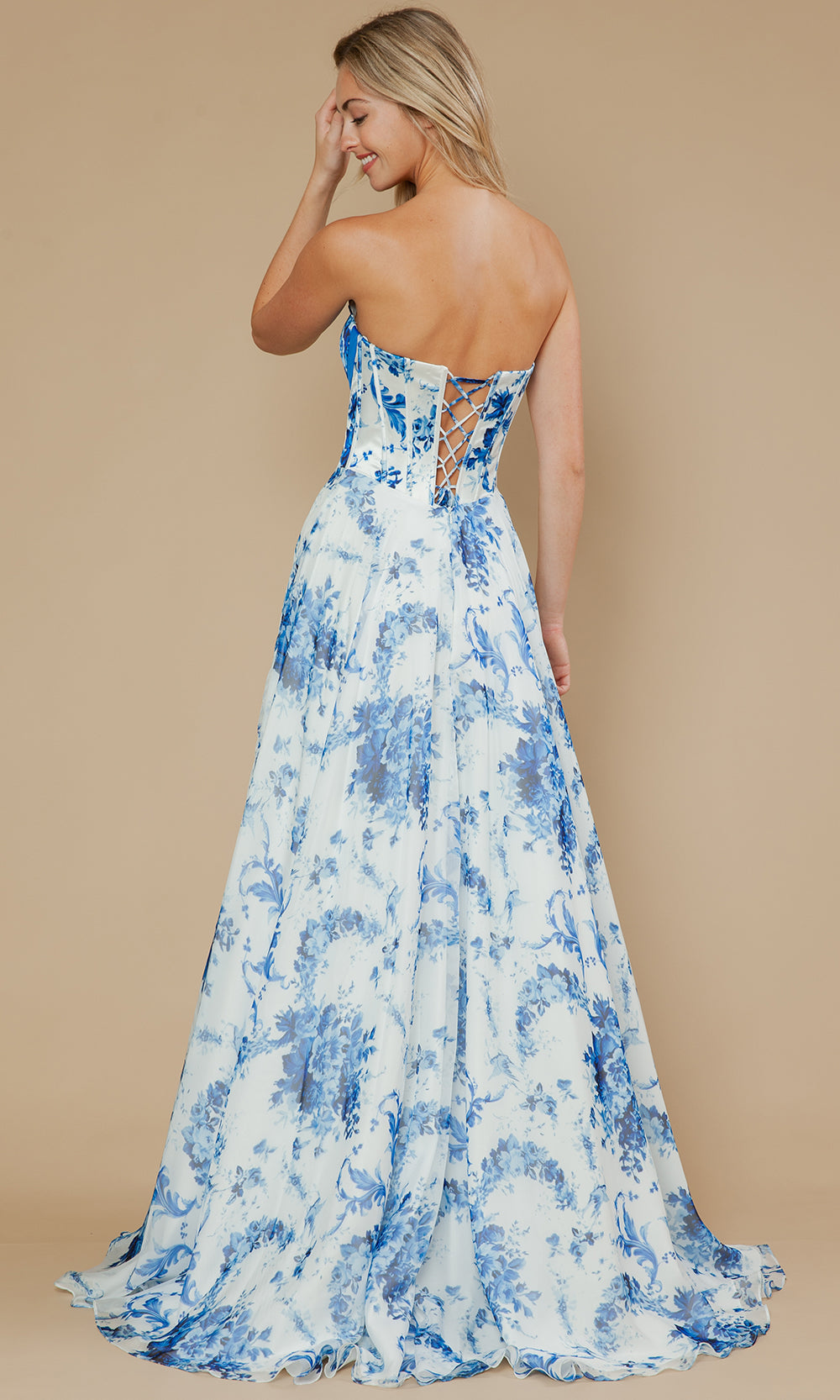 Poly USA 25080 - Sweetheart Neckline Floral Chiffon Gown Prom Dresses