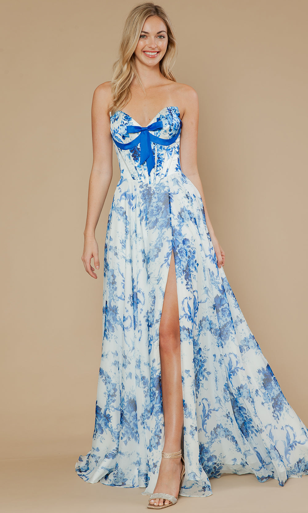 Poly USA 25080 - Sweetheart Neckline Floral Chiffon Gown Prom Dresses