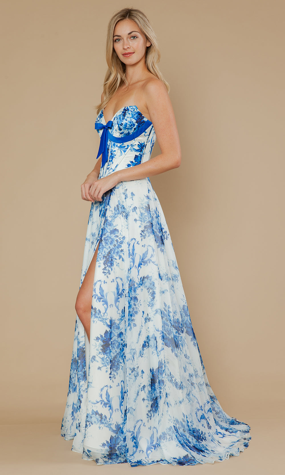 Poly USA 25080 - Sweetheart Neckline Floral Chiffon Gown Prom Dresses