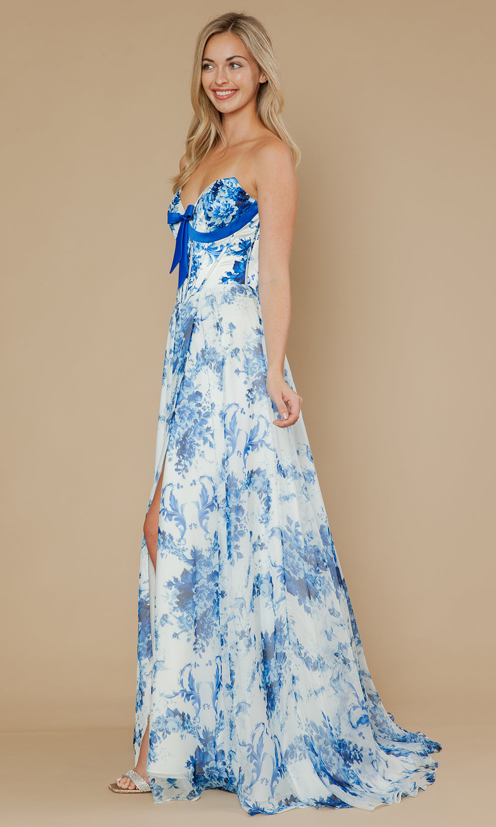 Poly USA 25080 - Sweetheart Neckline Floral Chiffon Gown Prom Dresses