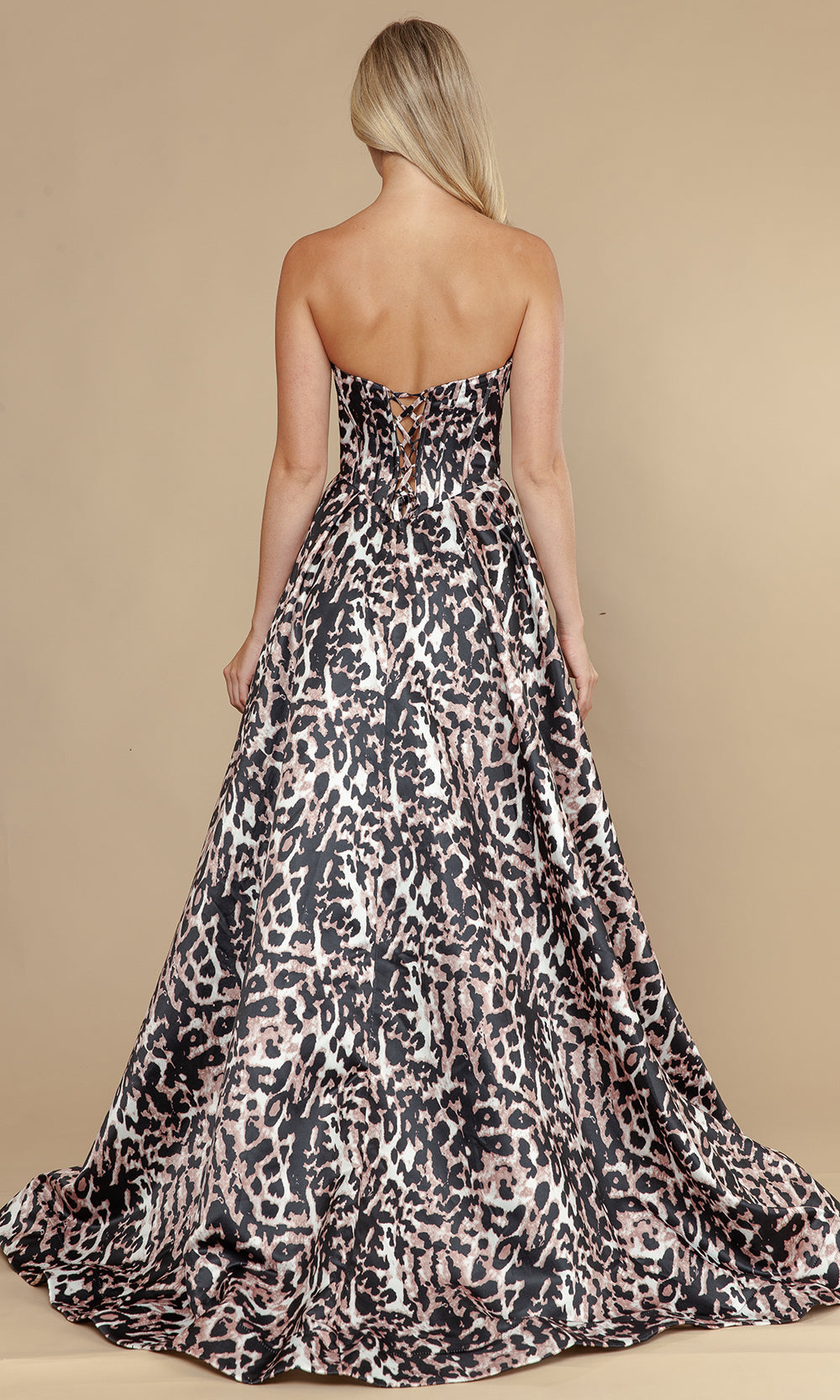Poly USA 25082 - Animal Print A-Line High Slit Gown Prom Dresses