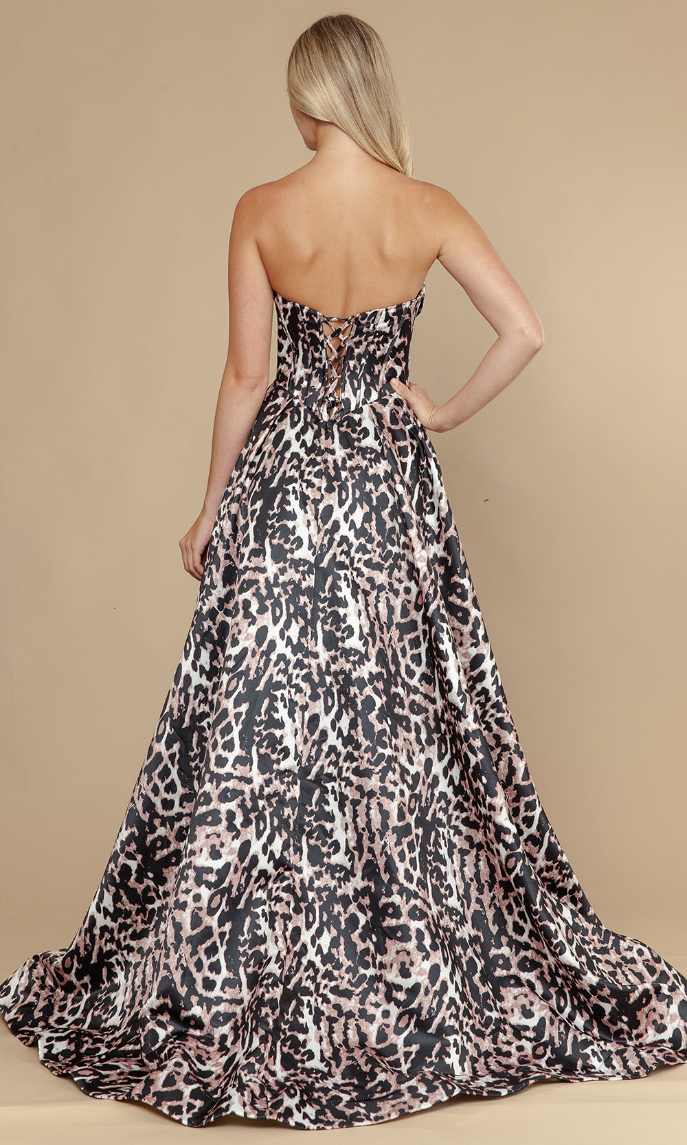 Poly USA 25082 - Animal Print A-Line High Slit Gown Prom Dresses