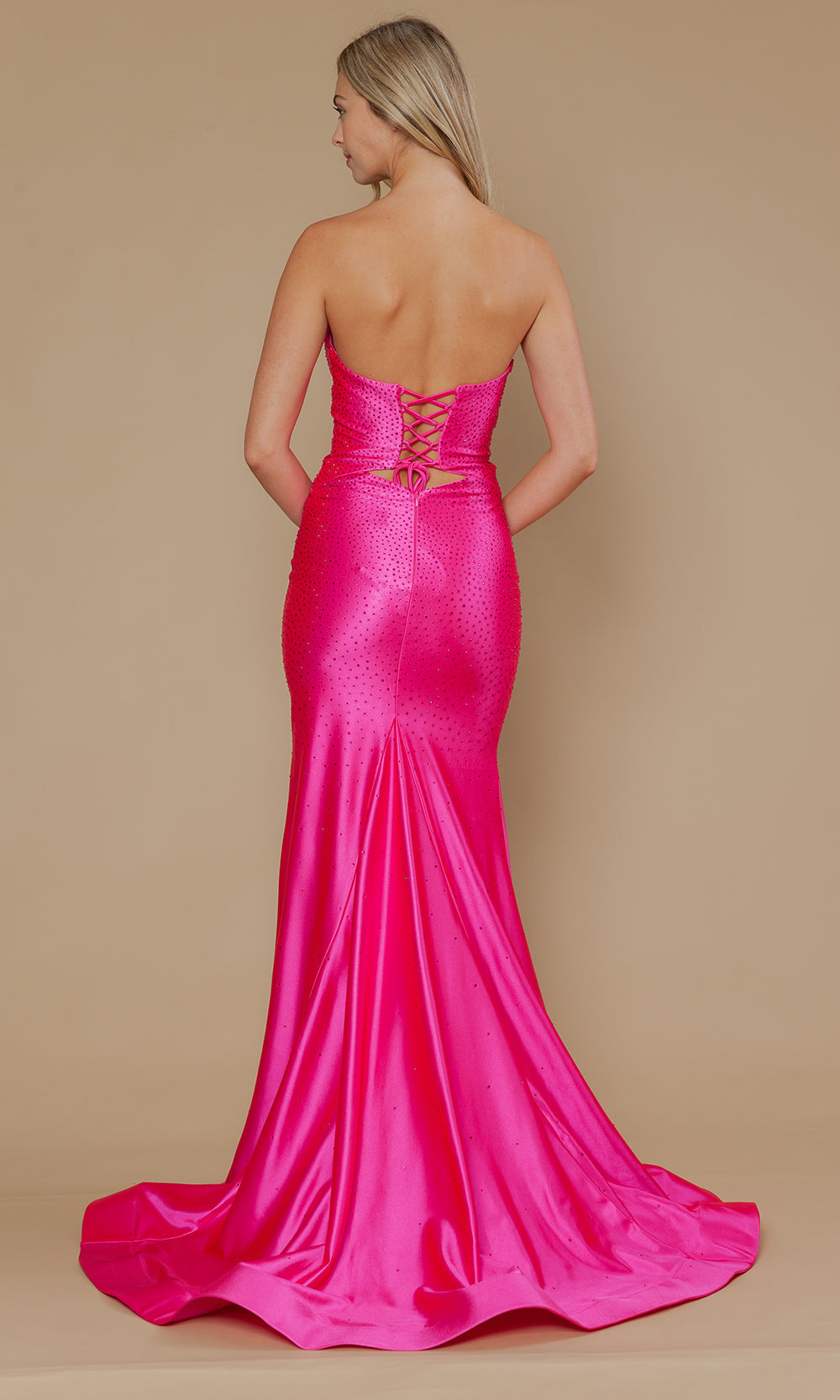 Poly USA 25118 - Strapless High Slit Gown with Beading Prom Dresses