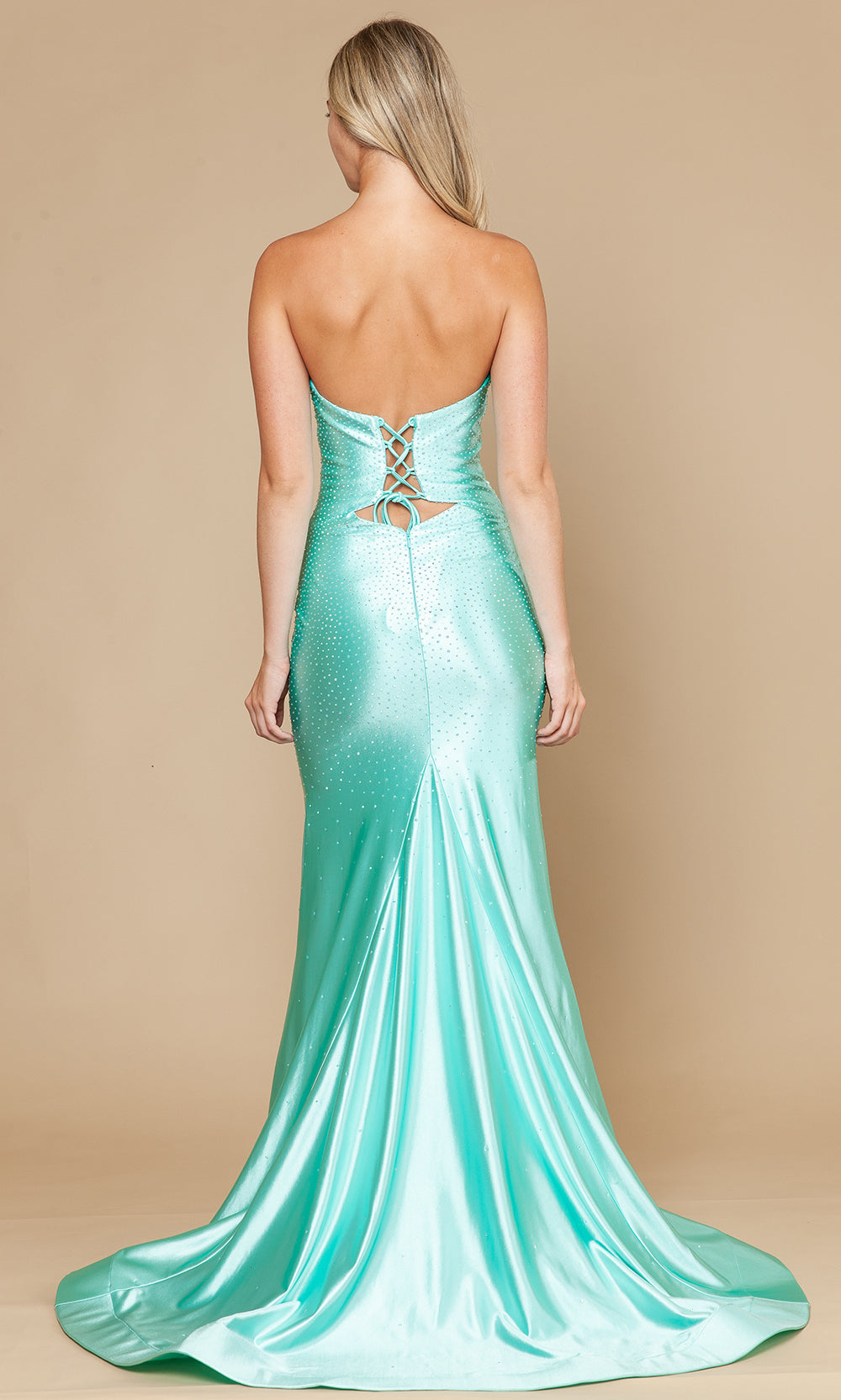 Poly USA 25118 - Strapless High Slit Gown with Beading Prom Dresses