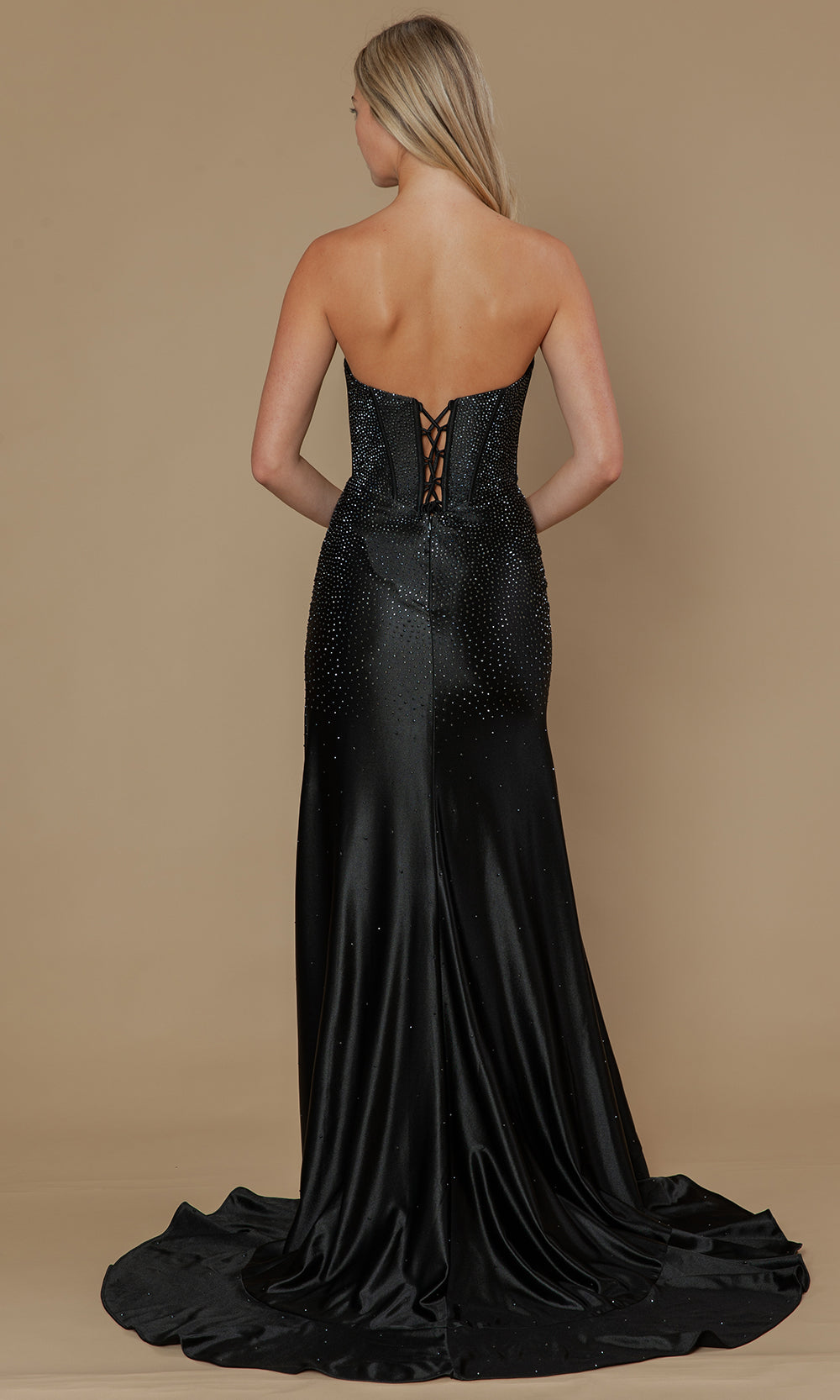 Poly USA 25120 - Beaded Bodice Sheath Ruffle Dress Prom Dresses