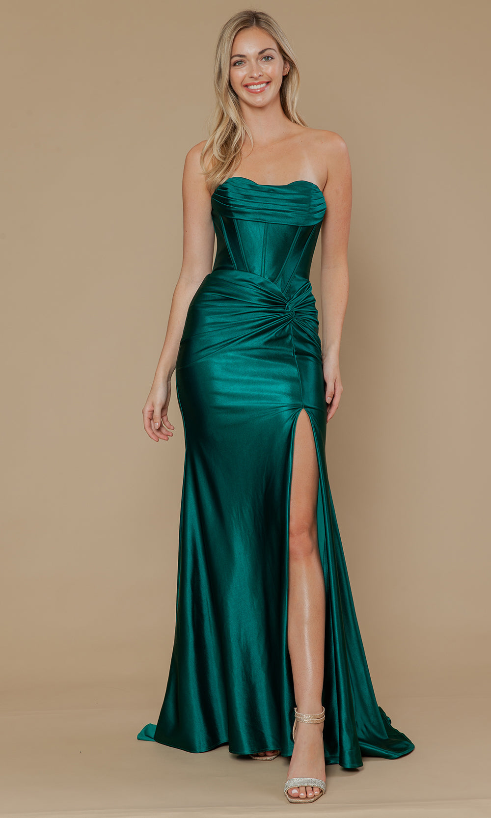 Poly USA 25124 - Lace-Up Back Twist Knot Prom Dress Prom Dresses