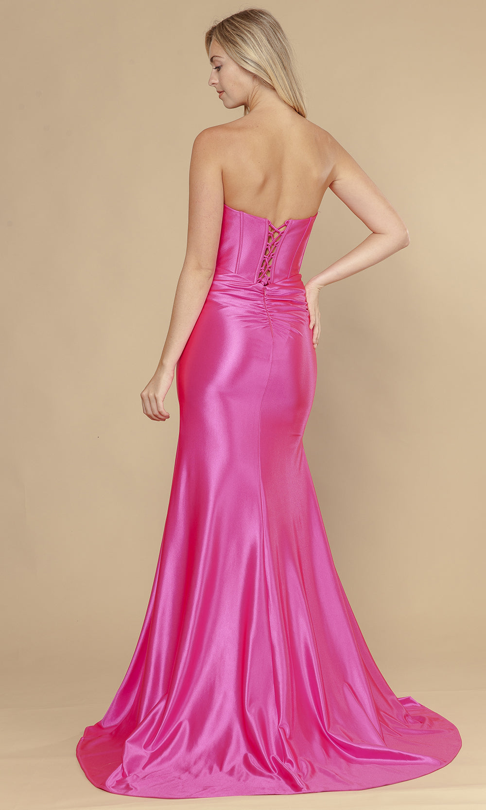 Poly USA 25124 - Lace-Up Back Twist Knot Prom Dress Prom Dresses
