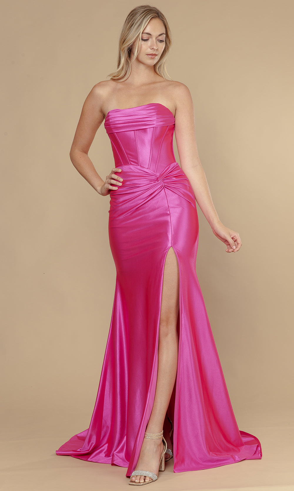Poly USA 25124 - Lace-Up Back Twist Knot Prom Dress Prom Dresses