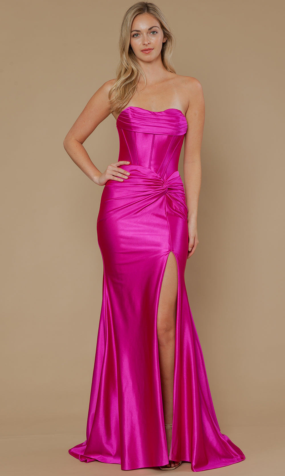 Poly USA 25124 - Lace-Up Back Twist Knot Prom Dress Prom Dresses