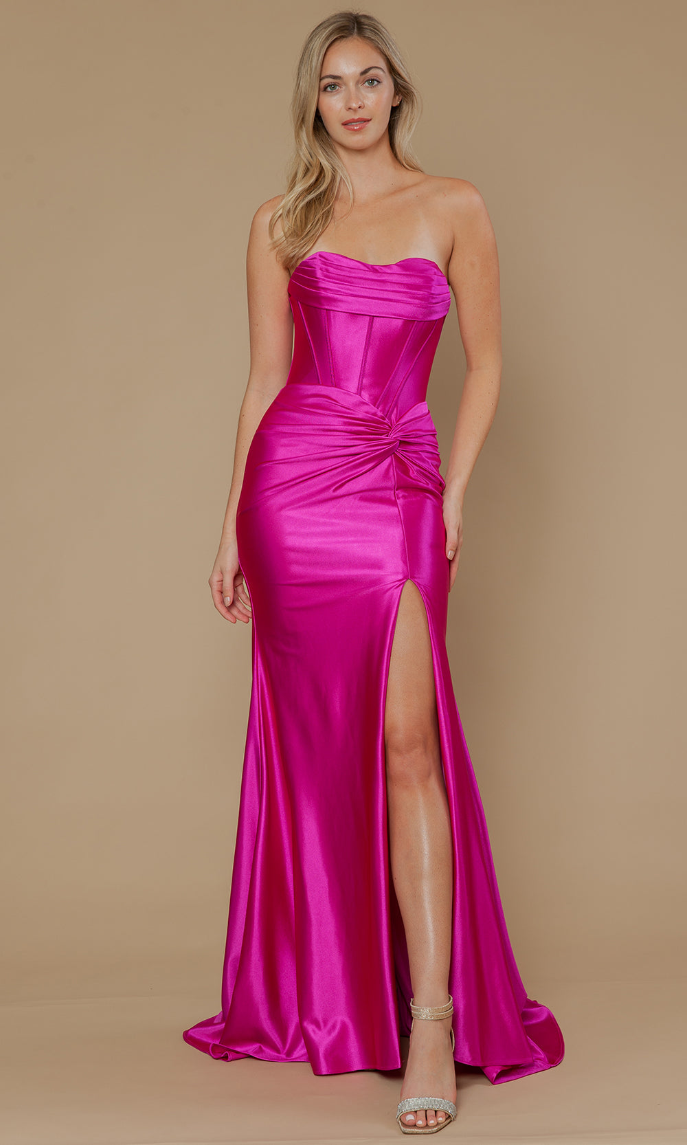 Poly USA 25124 - Lace-Up Back Twist Knot Prom Dress Prom Dresses