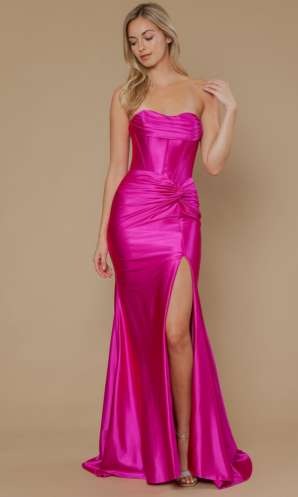 Poly USA 25124 - Lace-Up Back Twist Knot Prom Dress Prom Dresses
