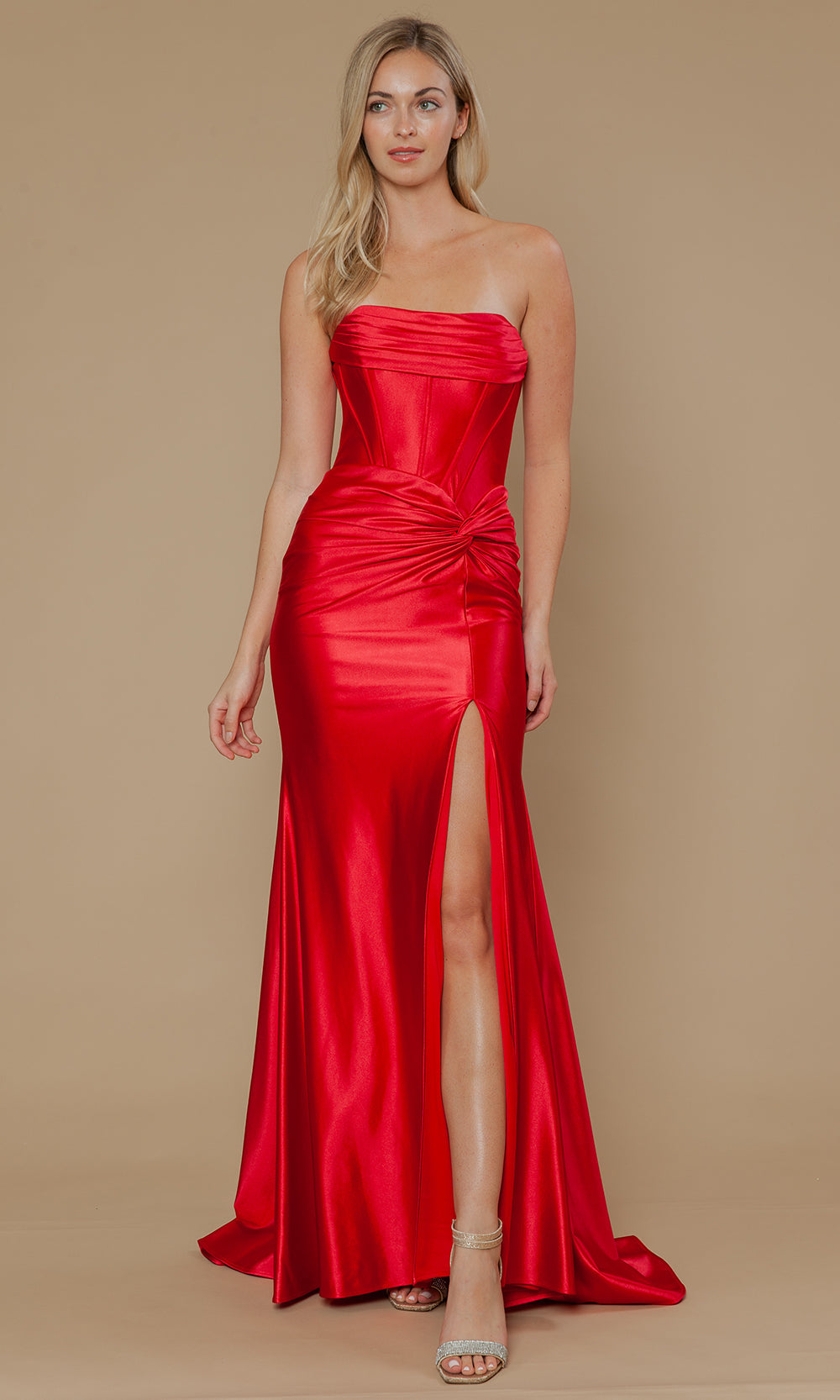 Poly USA 25124 - Lace-Up Back Twist Knot Prom Dress Prom Dresses